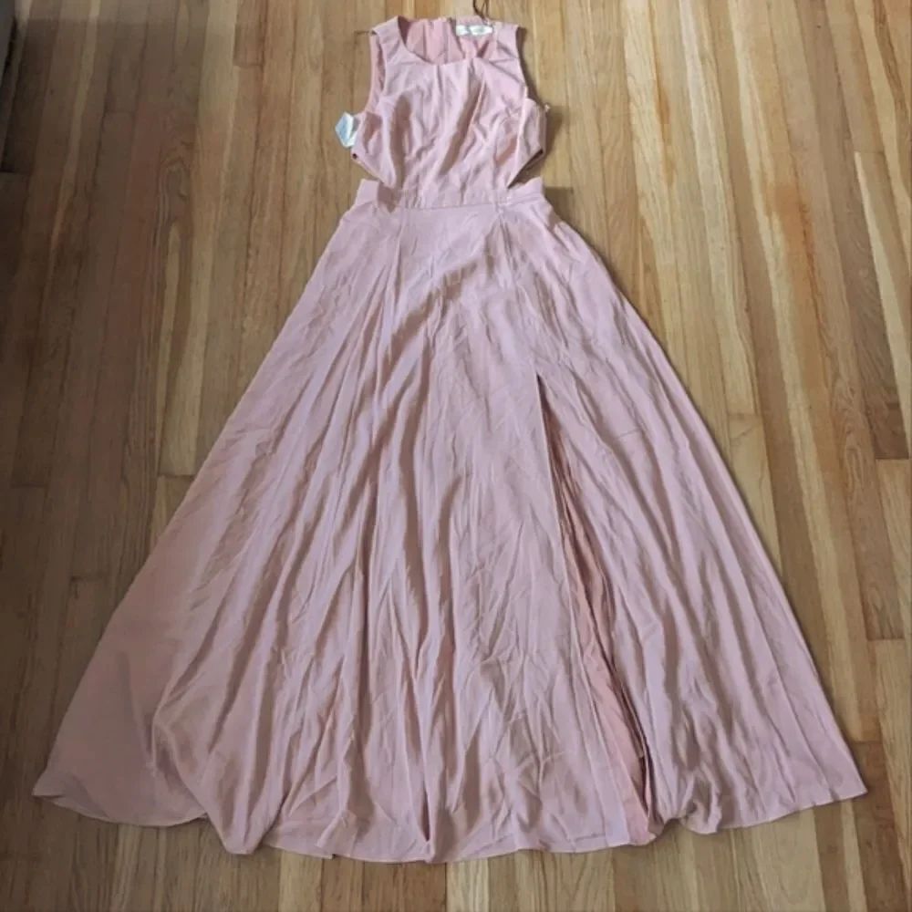 Fame and Partners light blush pink high neck dress with side cutouts NWT